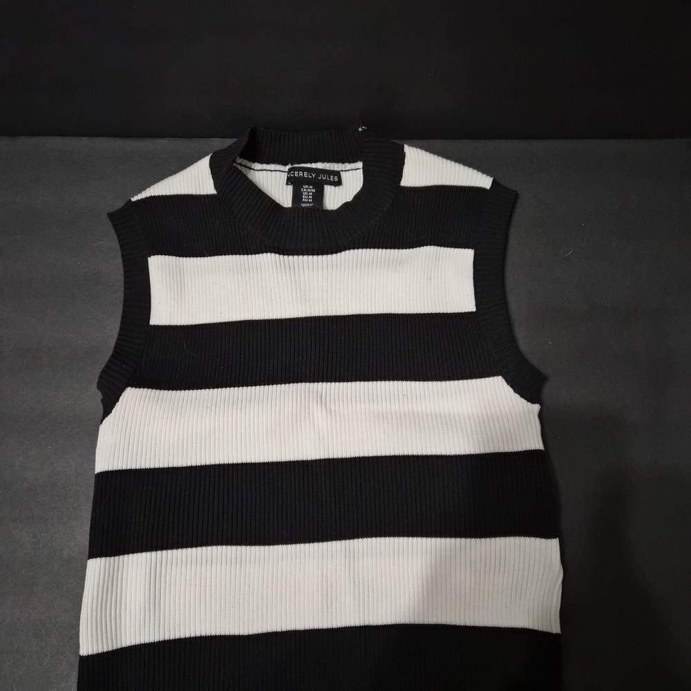 Sincerely Jules Black and White Striped Top